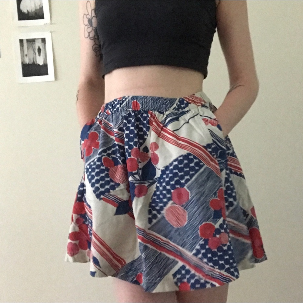 Adorable Retro Print Skirt with Pockets